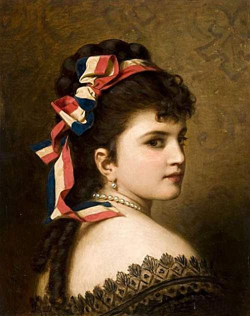 Wikioo.org - The Encyclopedia of Fine Arts - Painting, Artwork by Anton Ebert - Girl with a Tricolor Ribbon