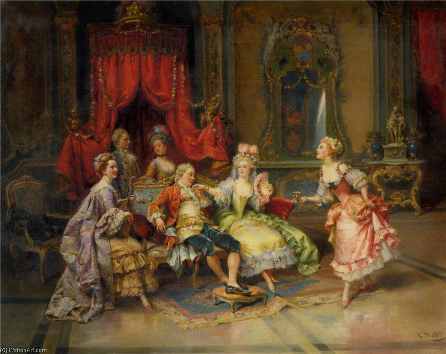WikiOO.org - Enciklopedija dailės - Tapyba, meno kuriniai Cesare Augusto Detti - Louis XV In the Throne Room