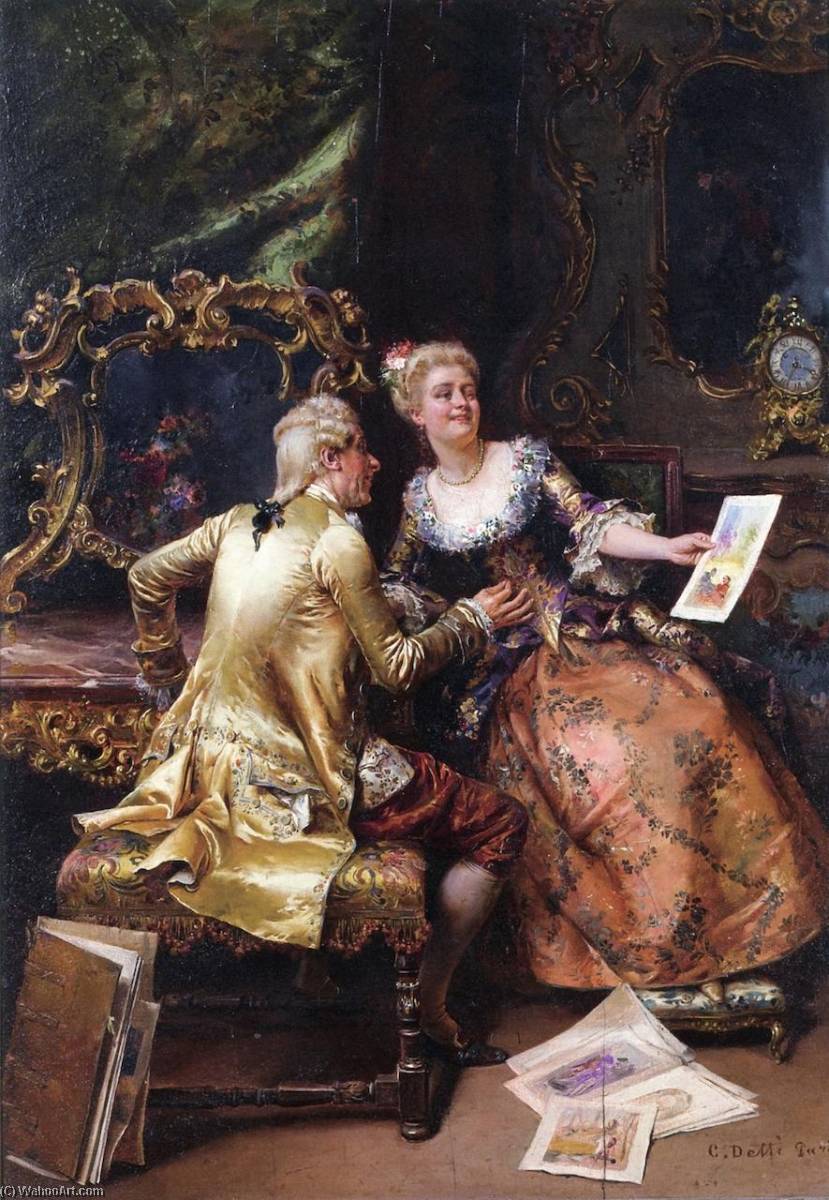 Wikioo.org - The Encyclopedia of Fine Arts - Painting, Artwork by Cesare Augusto Detti - Her Drawing Master's Critique