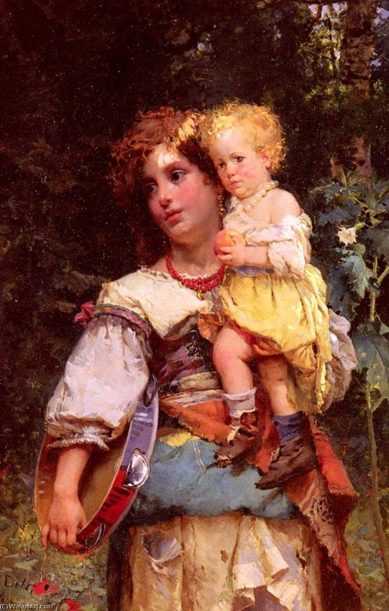WikiOO.org - Enciklopedija dailės - Tapyba, meno kuriniai Cesare Augusto Detti - Gypsy Woman and Child