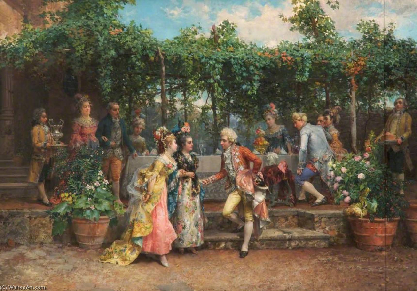 WikiOO.org - Enciklopedija dailės - Tapyba, meno kuriniai Cesare Augusto Detti - A Garden Party