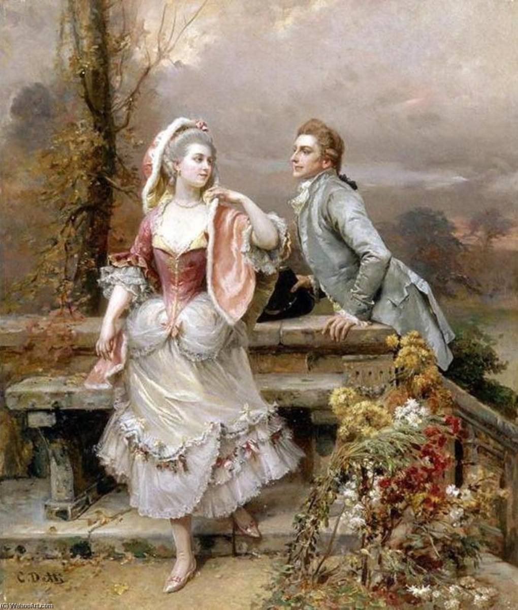 WikiOO.org - Enciklopedija dailės - Tapyba, meno kuriniai Cesare Augusto Detti - Lovers in a Garden