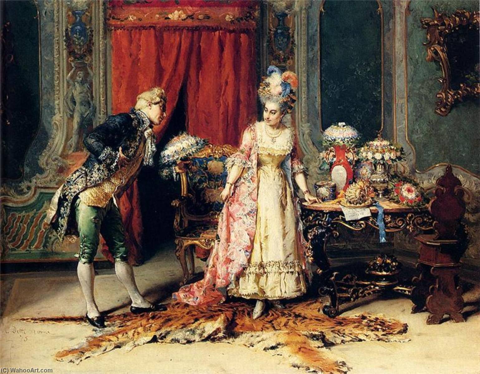 Wikioo.org - The Encyclopedia of Fine Arts - Painting, Artwork by Cesare Augusto Detti - Flowers For Her Ladyship