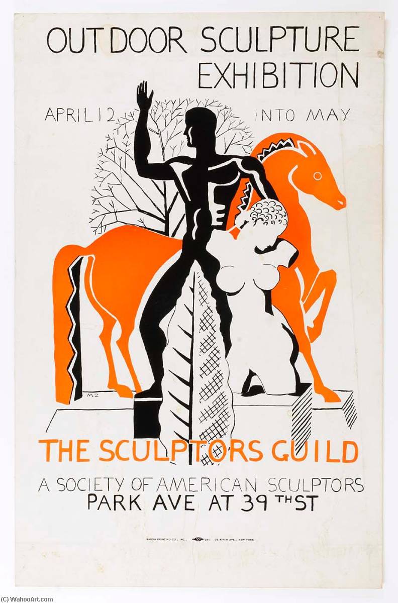 Wikioo.org - The Encyclopedia of Fine Arts - Painting, Artwork by Marguerite Zorach - Poster for Outdoor Sculpture Exhibition, the Sculptors Guild