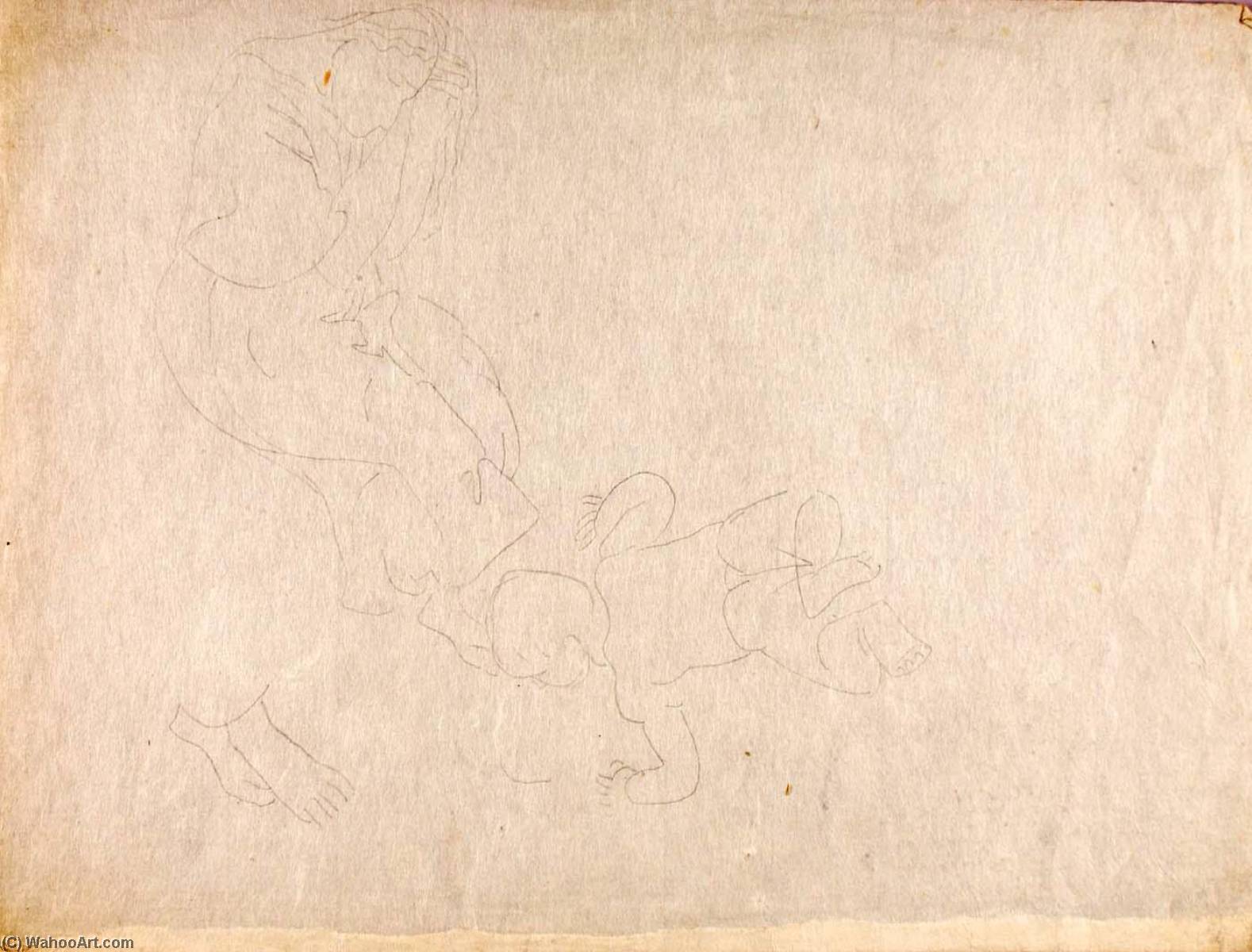 Wikioo.org - Bách khoa toàn thư về mỹ thuật - Vẽ tranh, Tác phẩm nghệ thuật Marguerite Zorach - (Sketch of Woman and Baby)