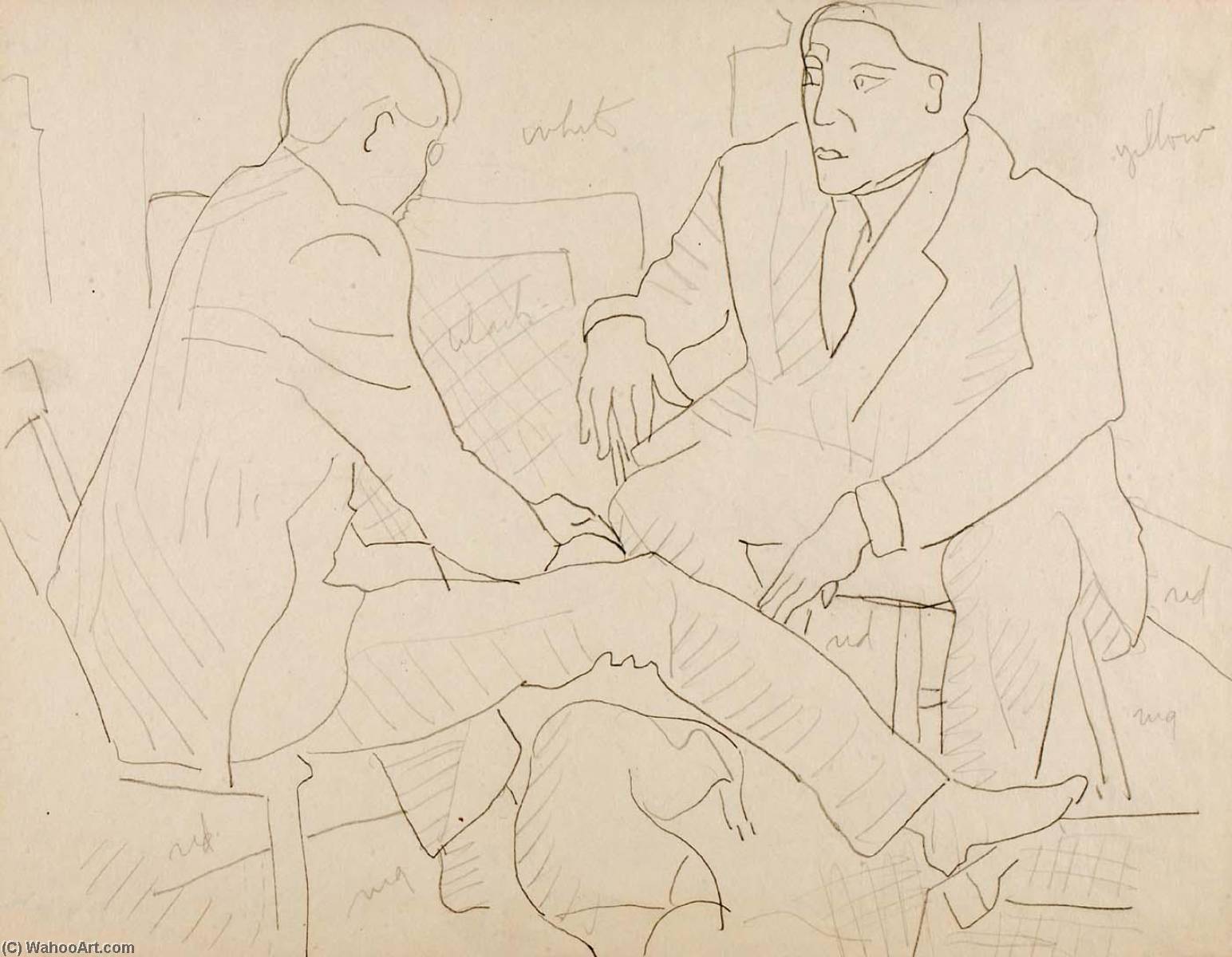 Wikioo.org - The Encyclopedia of Fine Arts - Painting, Artwork by Marguerite Zorach - (Two Men Seated)