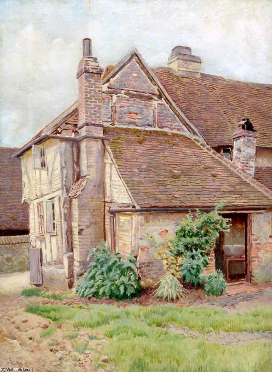 Wikioo.org - The Encyclopedia of Fine Arts - Painting, Artwork by Ernest C Christie - Exterior of House at Dorking