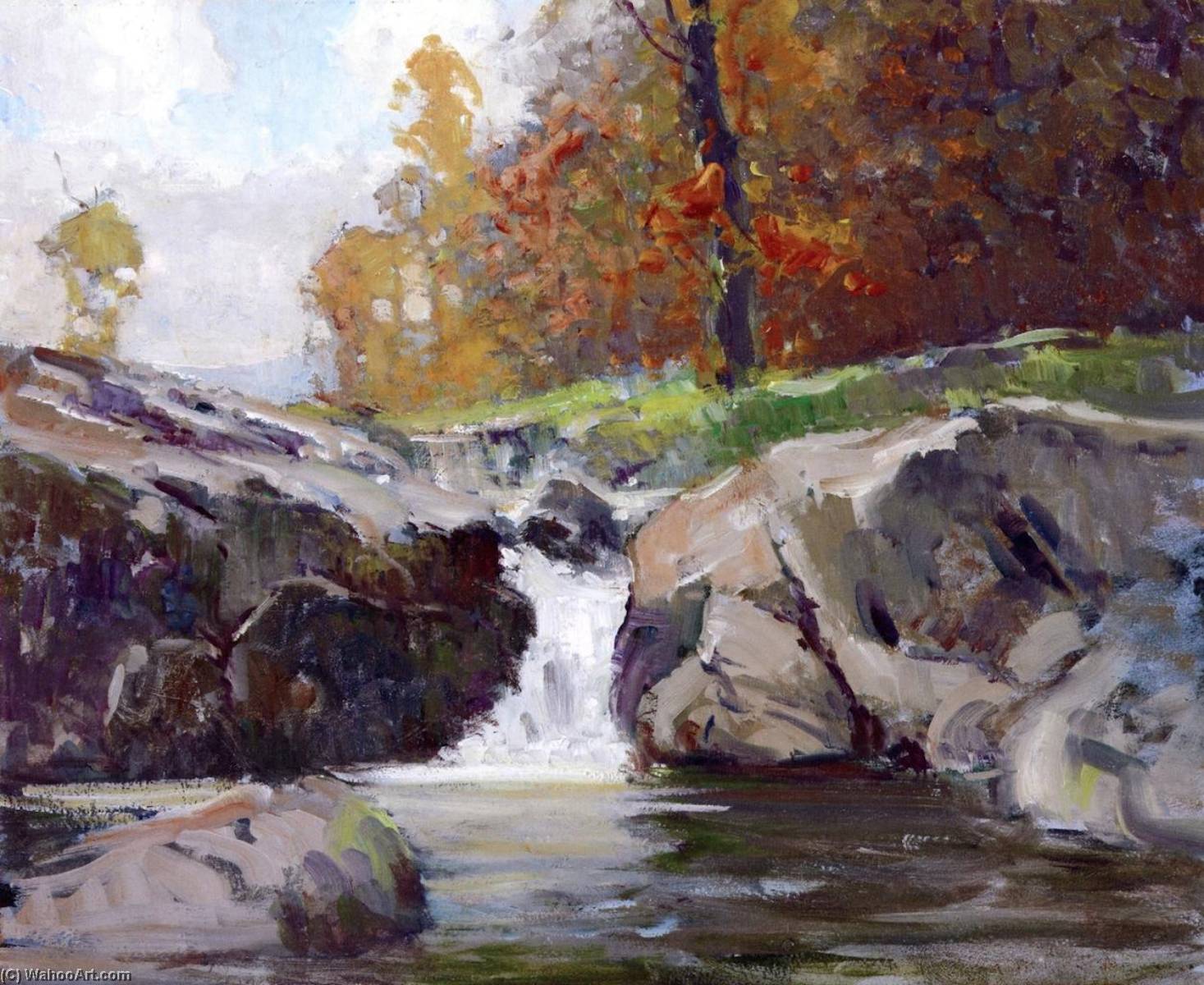 Wikioo.org – La Enciclopedia de las Bellas Artes - Pintura, Obras de arte de Georges Ames Aldrich - montaña río 2
