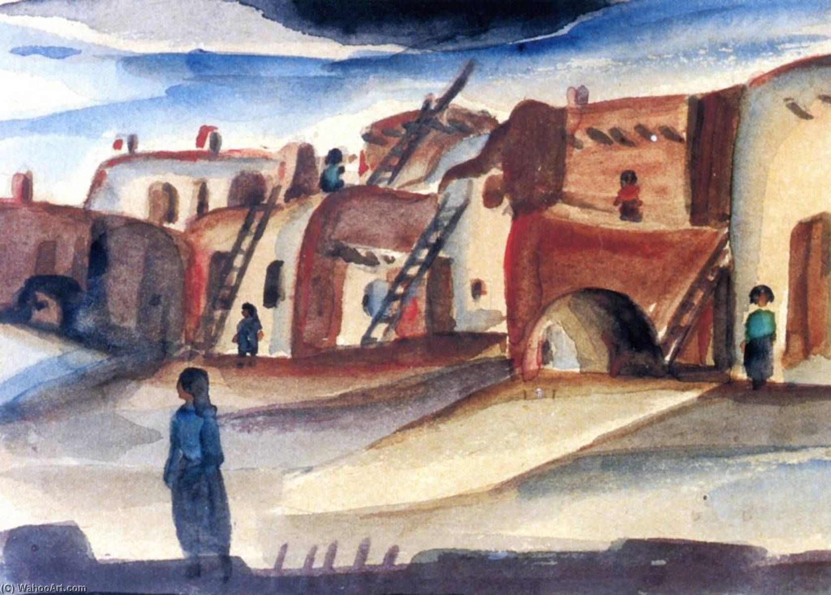 Wikioo.org - The Encyclopedia of Fine Arts - Painting, Artwork by Frank Applegate - Indian Pueblo