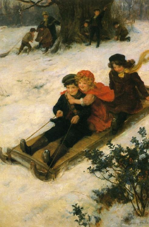 Wikioo.org - The Encyclopedia of Fine Arts - Painting, Artwork by George Sheridan Knowles - A Merry Sleigh Ride
