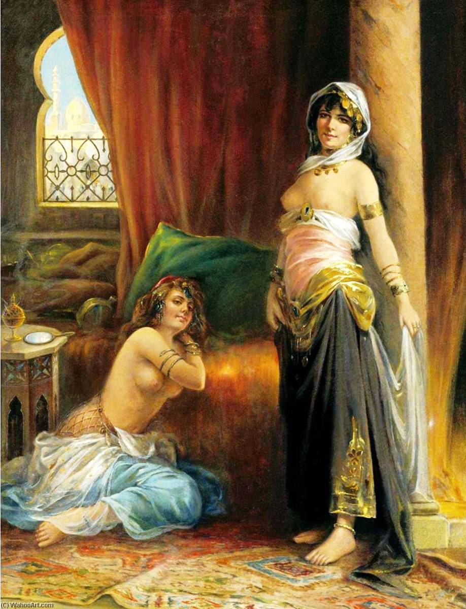 Wikioo.org - The Encyclopedia of Fine Arts - Painting, Artwork by Henri Adrien Tanoux - Harem Beauty