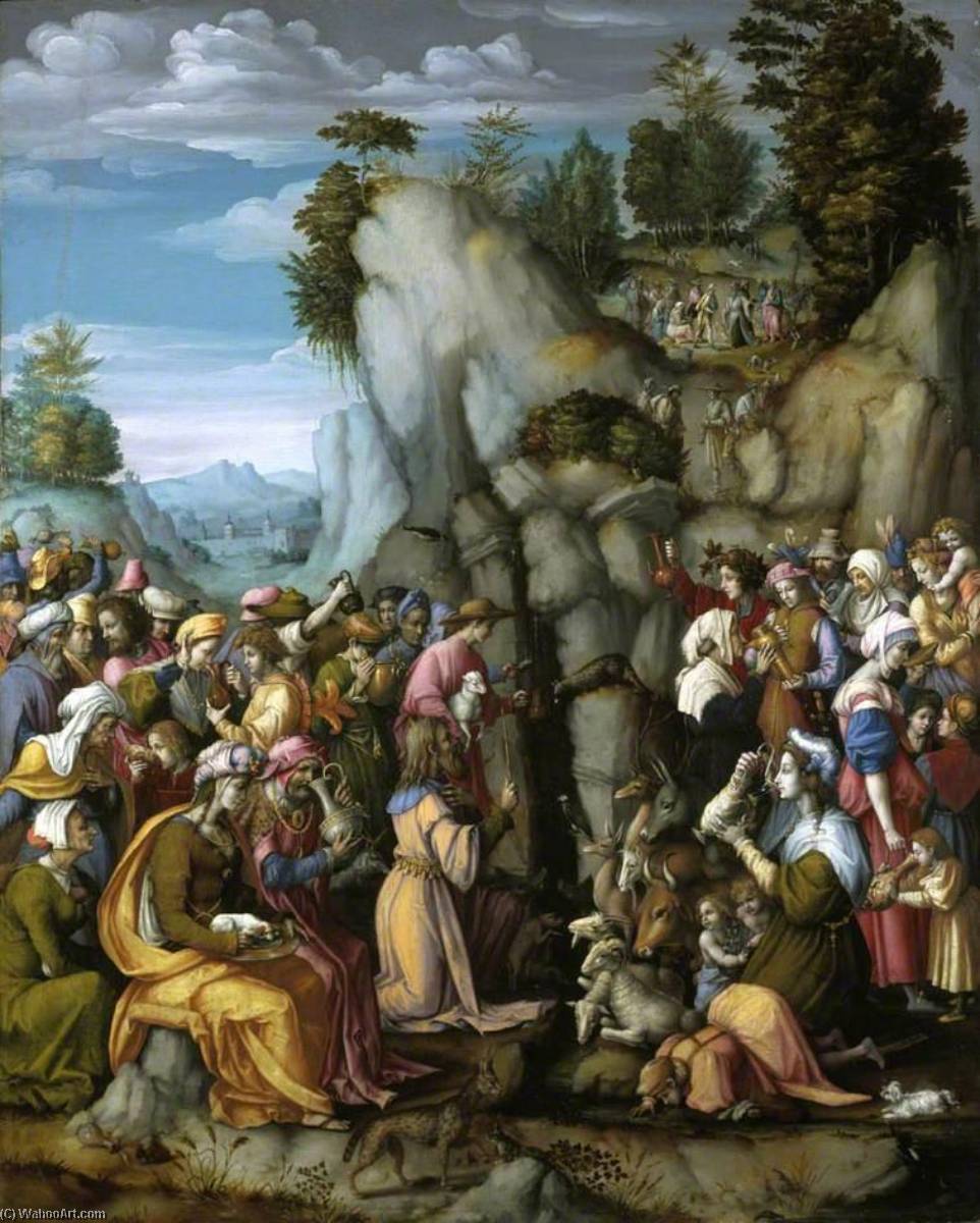 WikiOO.org - Encyclopedia of Fine Arts - Maleri, Artwork Il Bacchiacca - Moses Striking the Rock