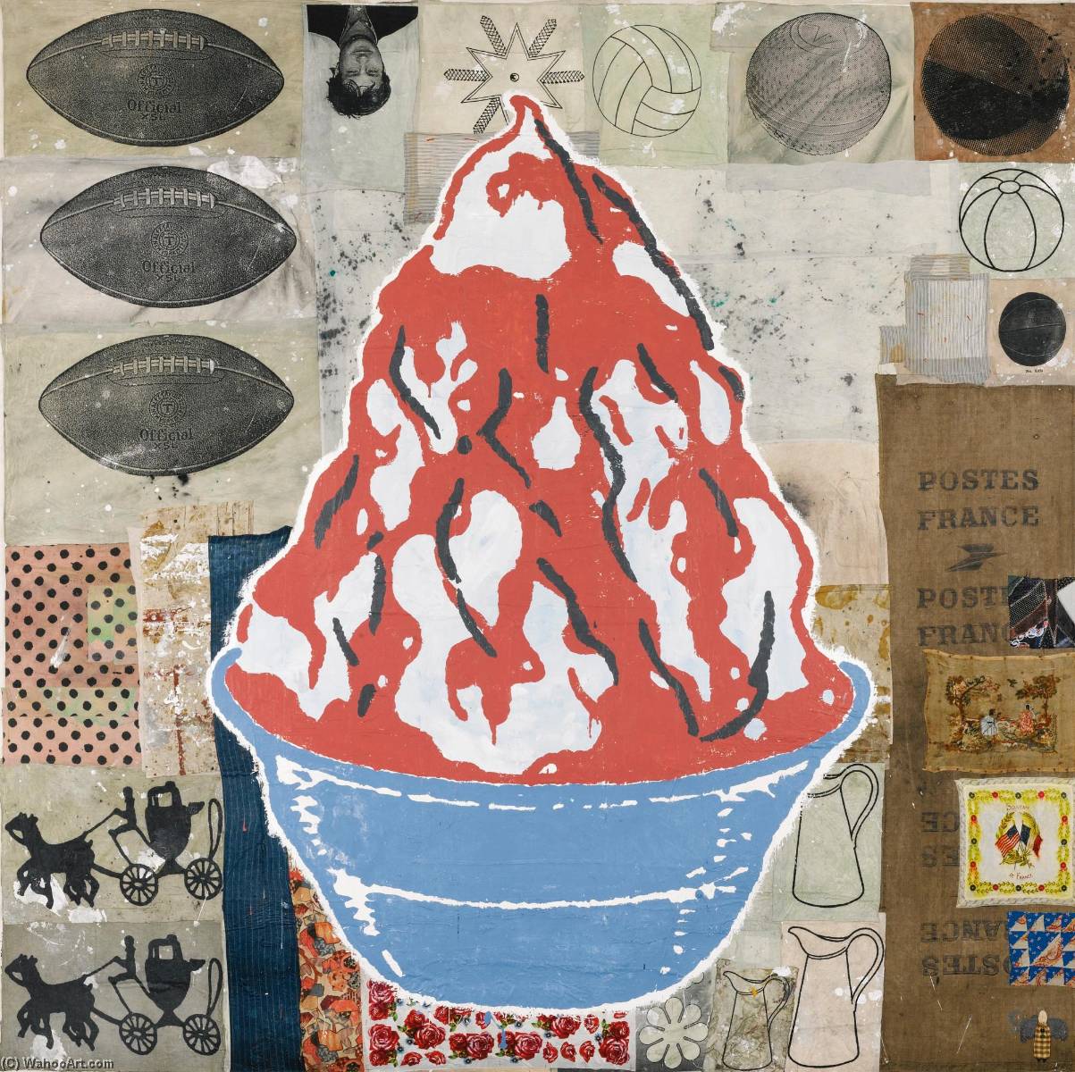 Wikioo.org - The Encyclopedia of Fine Arts - Painting, Artwork by Donald Baechler - Red Sundae (The Blue Bowl)