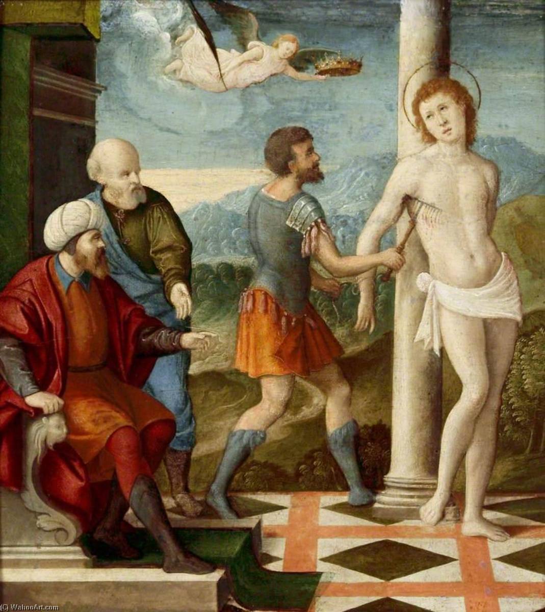 Wikioo.org – La Enciclopedia de las Bellas Artes - Pintura, Obras de arte de Girolamo Da Santacroce - el martirio de Santa Blaise