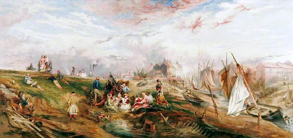 Wikioo.org - The Encyclopedia of Fine Arts - Painting, Artwork by Henry Baines - Fisher Fleet Looking East, King's Lynn, Norfolk