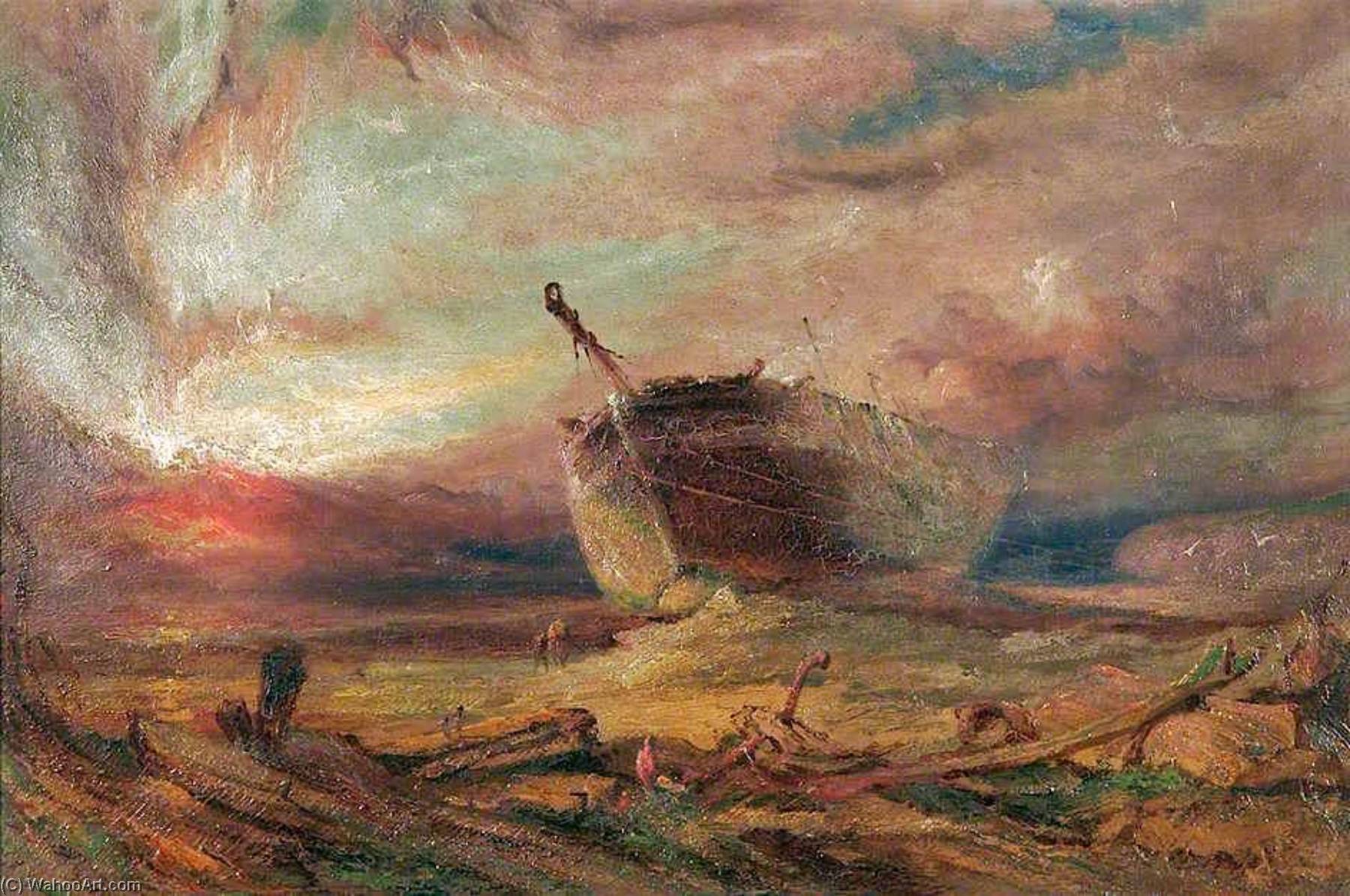 Wikioo.org - The Encyclopedia of Fine Arts - Painting, Artwork by Henry Baines - The 'Margaret of Christiana' (wrecked at Hunstanton, Norfolk, 1886)