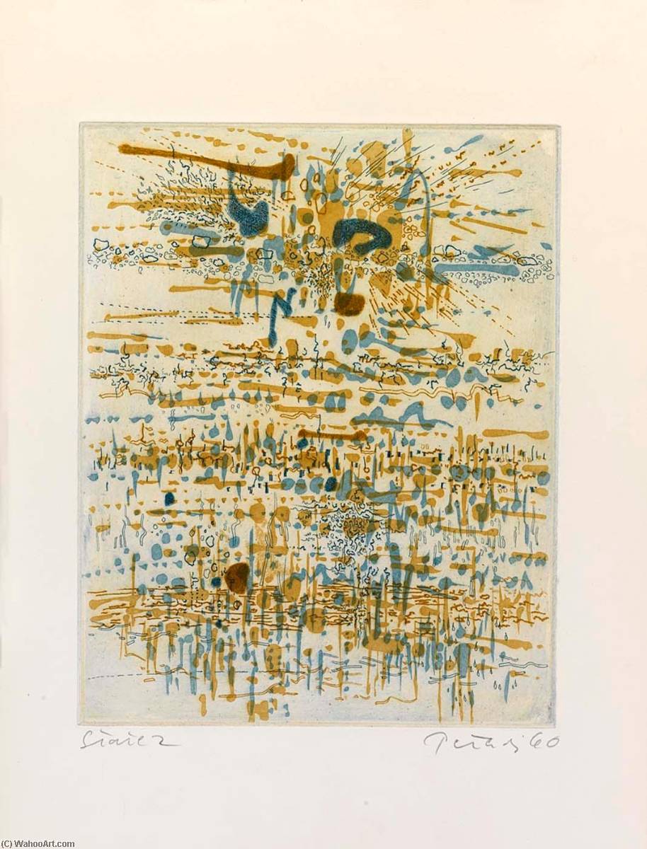 Wikioo.org – La Enciclopedia de las Bellas Artes - Pintura, Obras de arte de Gabor Peterdi - Sol con duchas , Declarar 2 , de la cartera Un Génesis