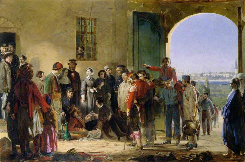 Wikioo.org - The Encyclopedia of Fine Arts - Painting, Artwork by Jerry Barrett - The Mission of Mercy (also known as Florence Nightingale receiving the Wounded at Scutari)