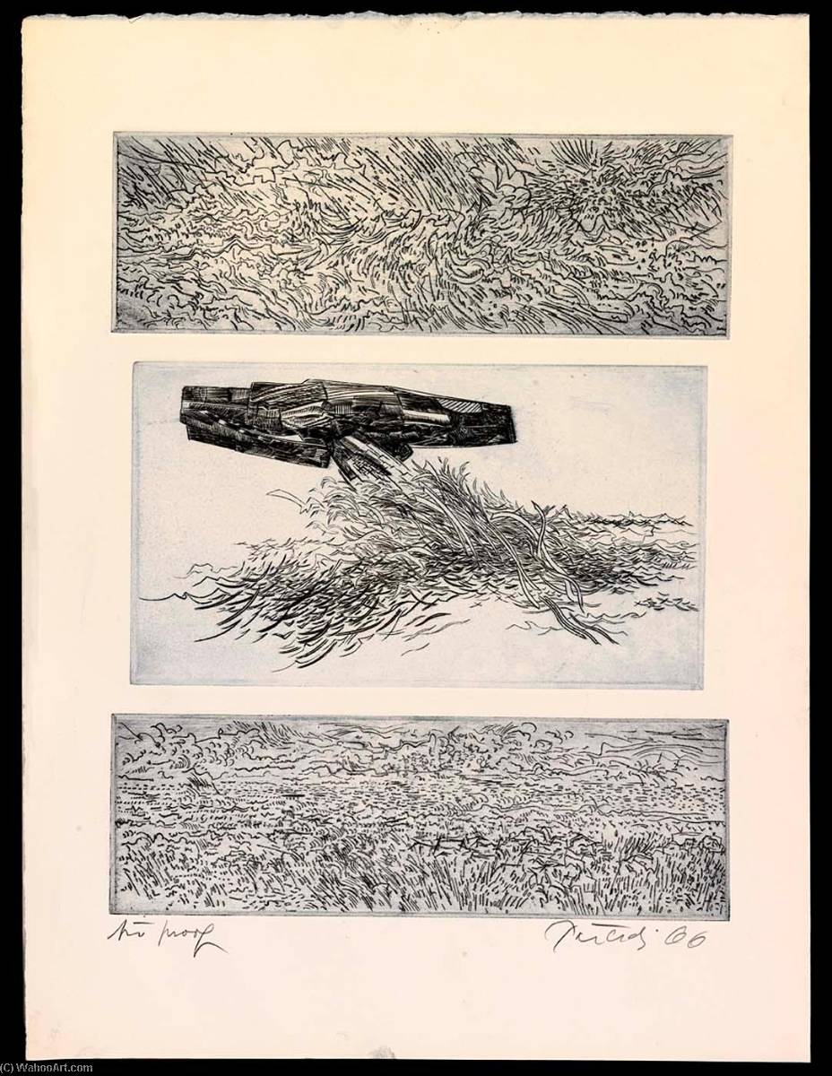 WikiOO.org - Encyclopedia of Fine Arts - Maalaus, taideteos Gabor Peterdi - The Sea Shines, State 1, from the portfolio A Genesis