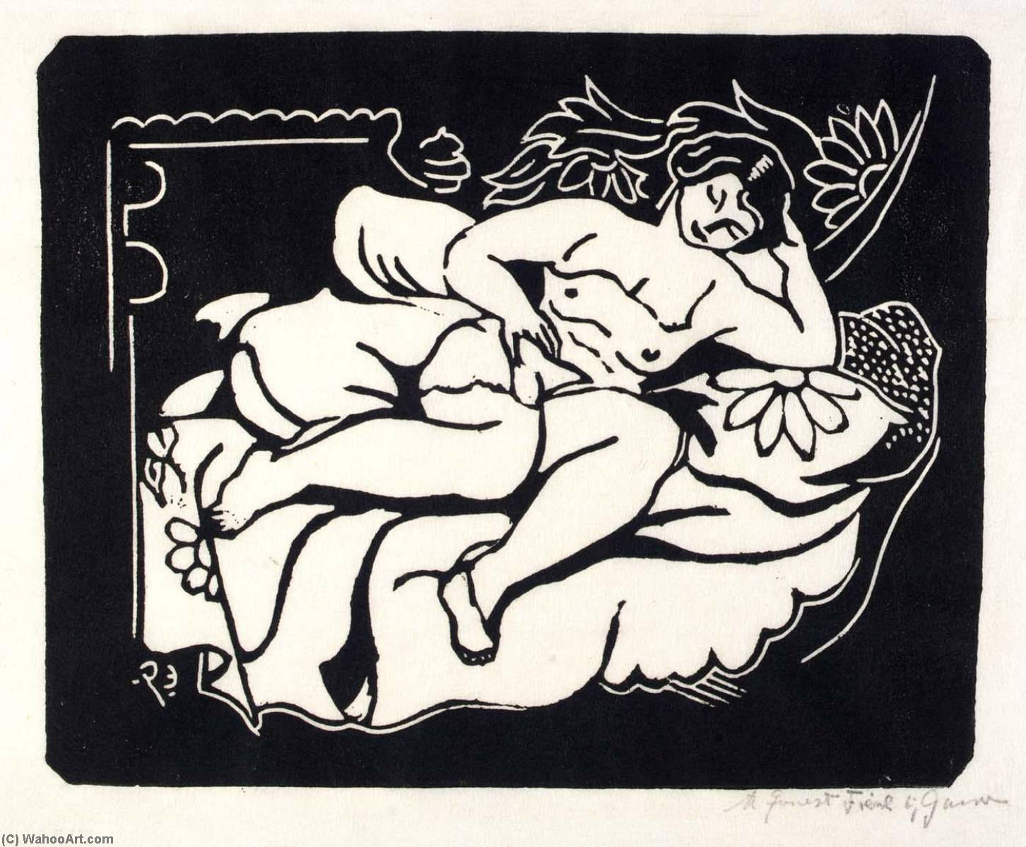Wikioo.org – La Enciclopedia de las Bellas Artes - Pintura, Obras de arte de Emil Ganso - Desnuda en el sofá