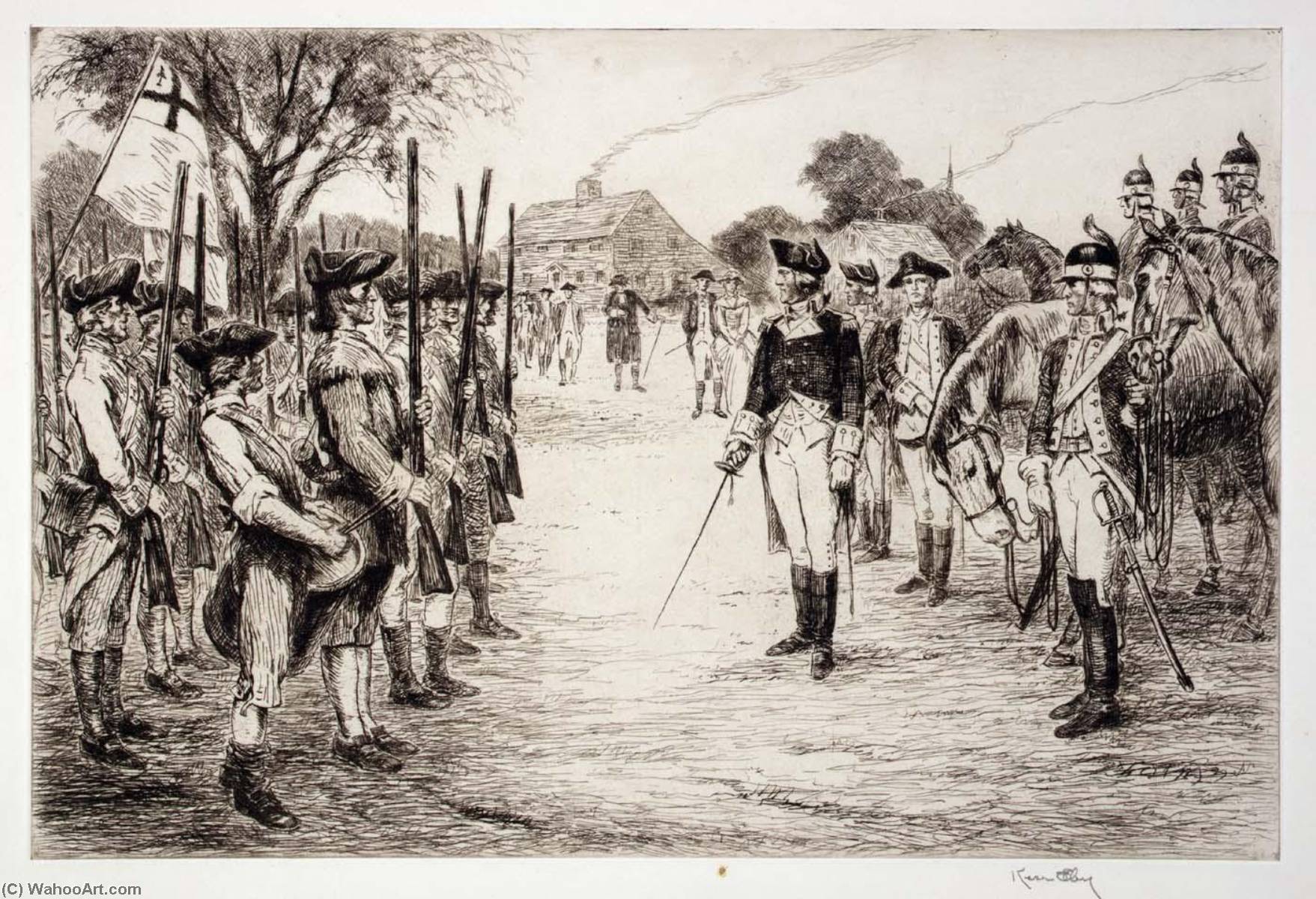 WikiOO.org - Encyclopedia of Fine Arts - Lukisan, Artwork Kerr Eby - George Washington and His Troops