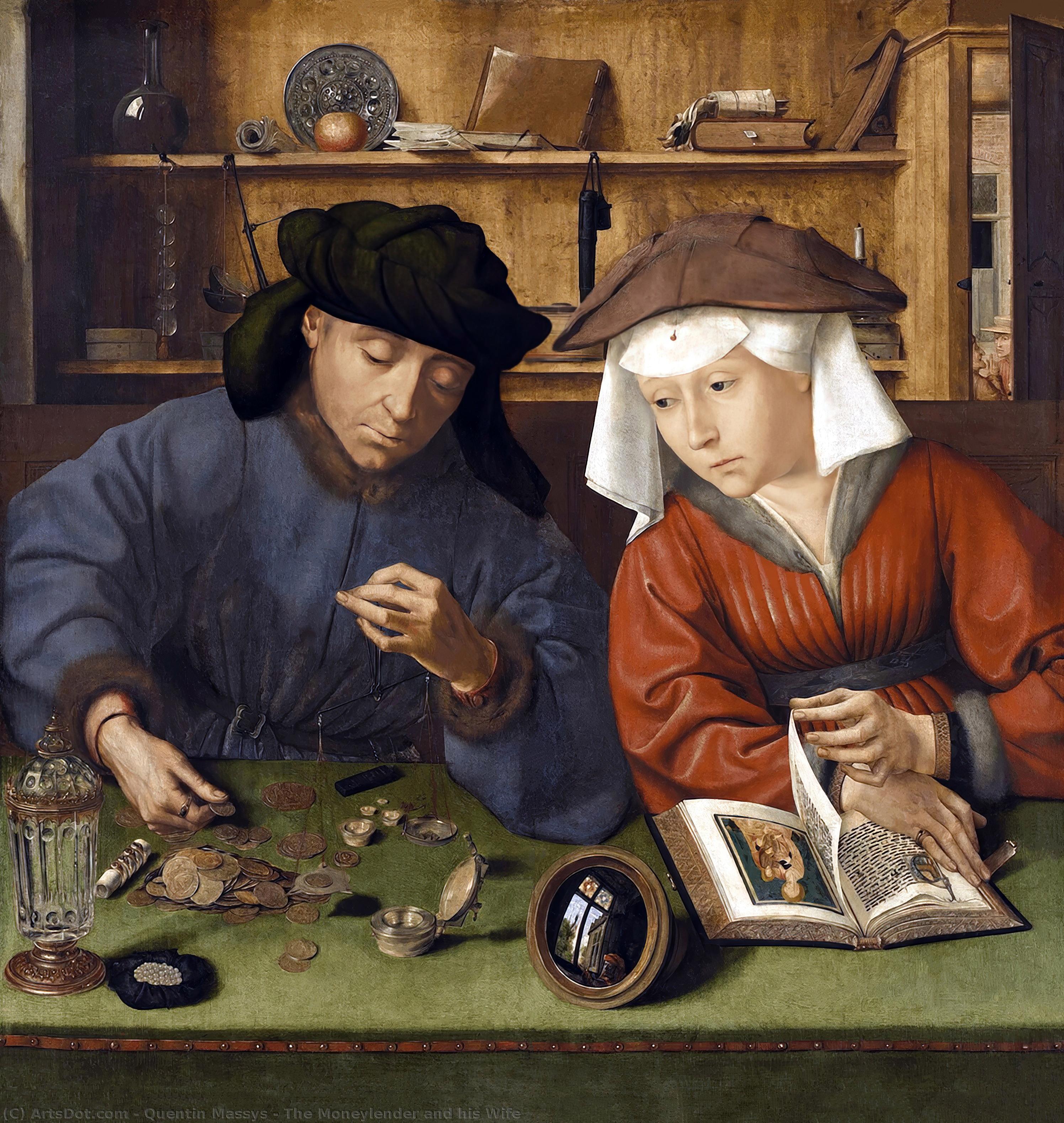 WikiOO.org - Enciklopedija dailės - Tapyba, meno kuriniai Quentin Massys - The Moneylender and his Wife