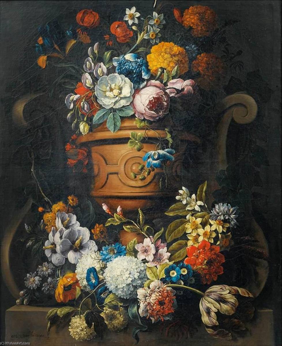 Wikioo.org - The Encyclopedia of Fine Arts - Painting, Artwork by Gaspar Peeter The Younger Verbruggen - Still Life with Flowers in a Vase