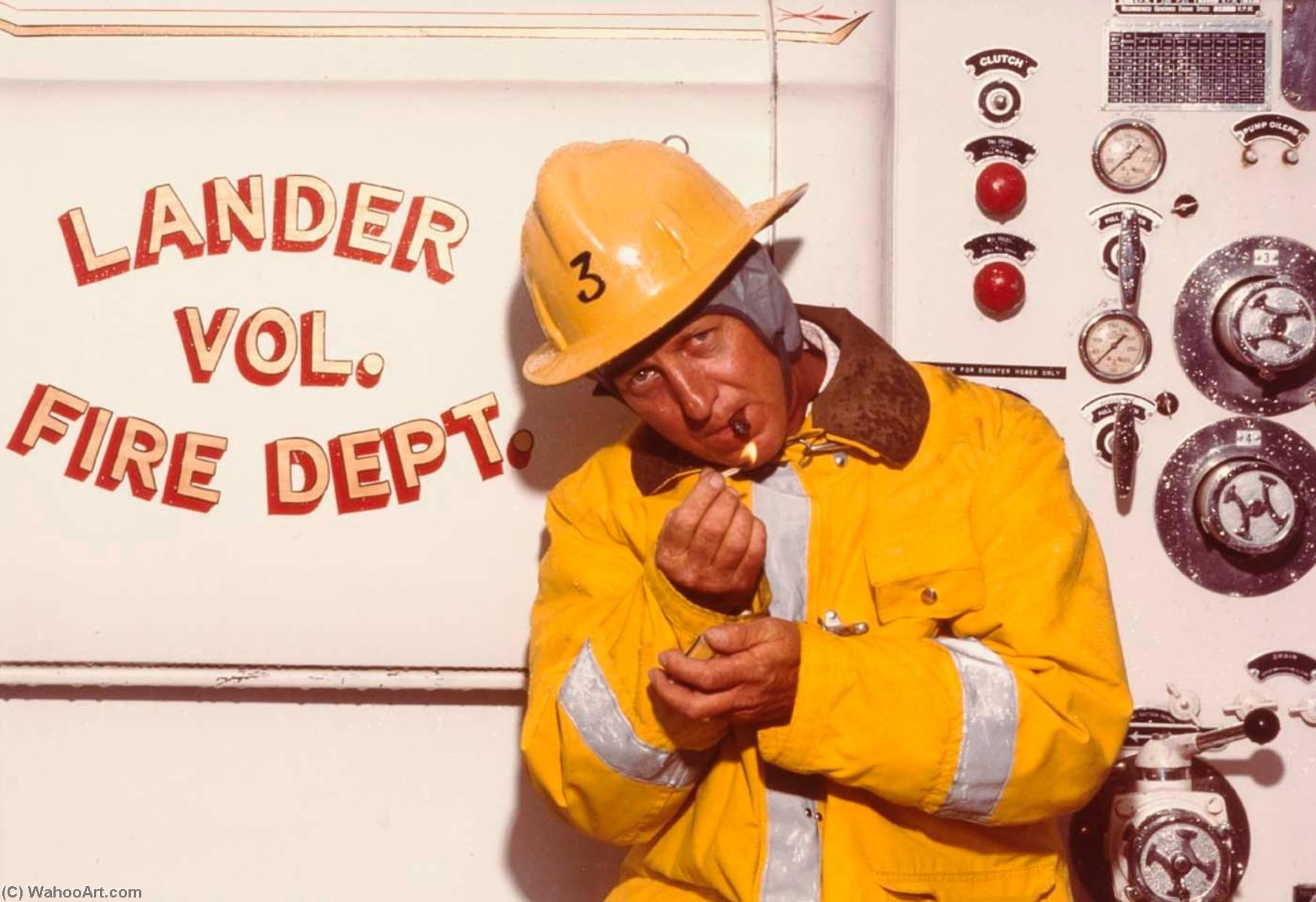 Wikioo.org – La Enciclopedia de las Bellas Artes - Pintura, Obras de arte de Penny Diane Wolin - Jefe , Lander Voluntario cuerpo de bomberos , desde el Wyoming Documental Encuesta Proyecto