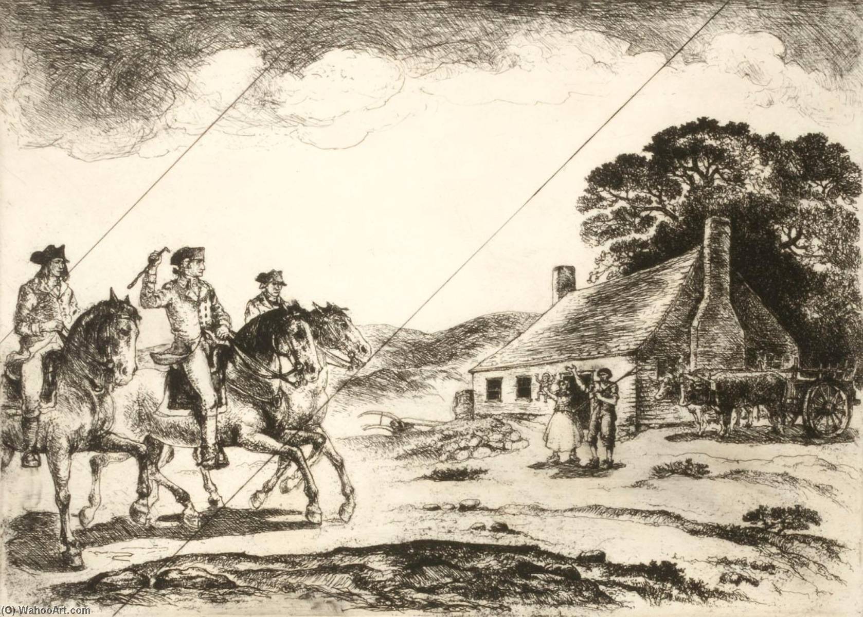 WikiOO.org - Encyclopedia of Fine Arts - Målning, konstverk Eugene Higgins - En Route to the First Continental Congress (cancelled plate from the portfolio The Bicentennial Pageant of George Washington )