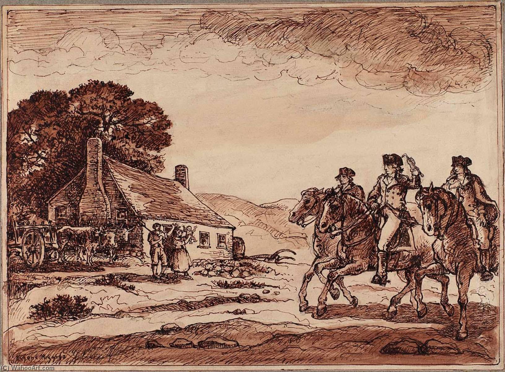 WikiOO.org - Encyclopedia of Fine Arts - Lukisan, Artwork Eugene Higgins - En Route to the First Continental Congress