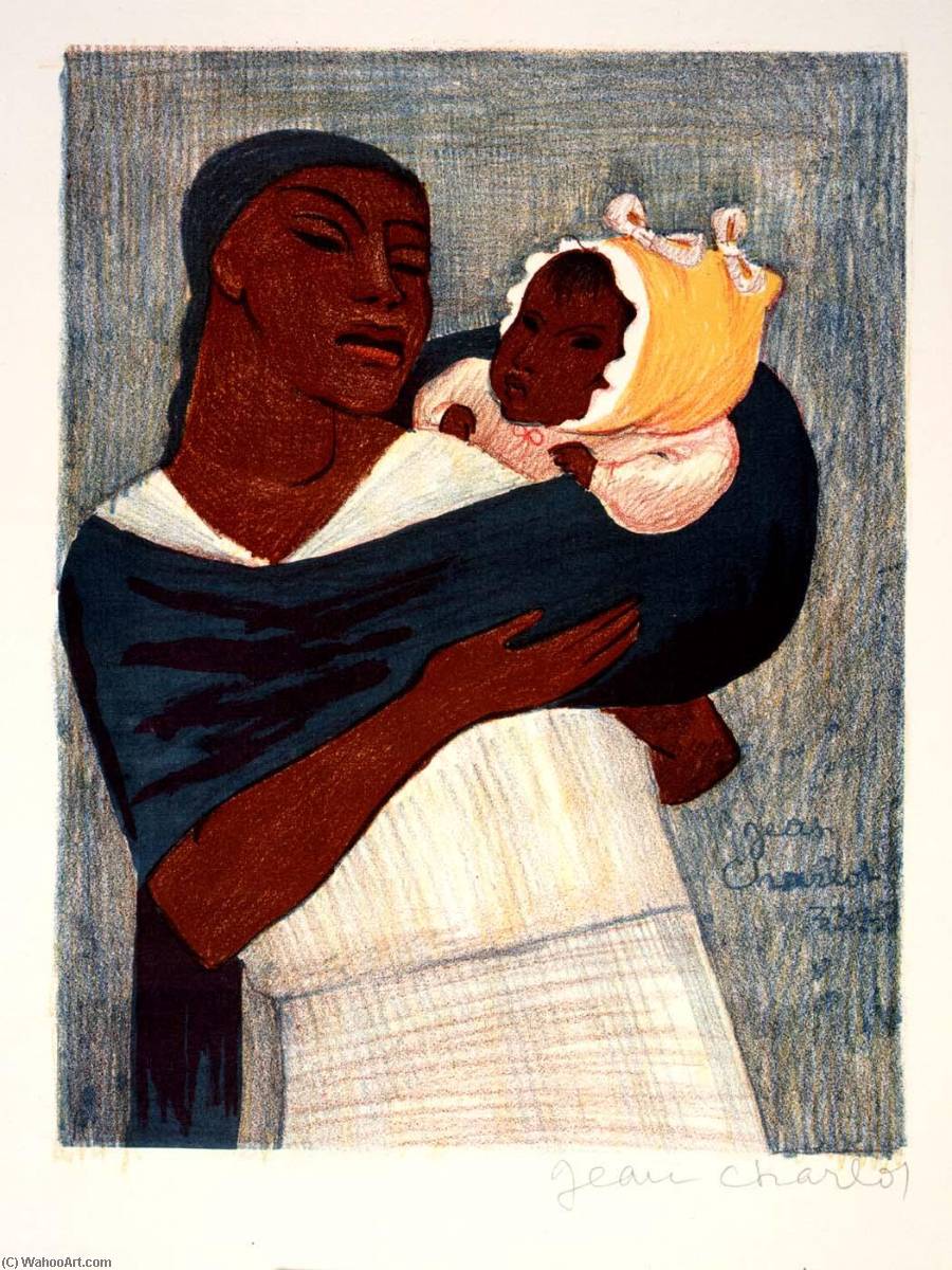 WikiOO.org - Encyclopedia of Fine Arts - Lukisan, Artwork Jean Charlot - Woman Standing, Child on Back