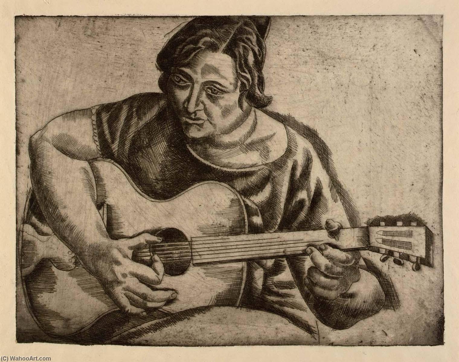 WikiOO.org - Enciclopedia of Fine Arts - Pictura, lucrări de artă Jan Matulka - Untitled (Spanish Woman Playing Guitar)