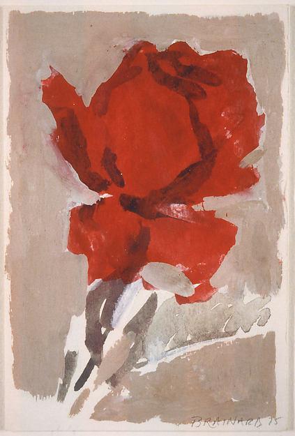 Wikioo.org – L'Enciclopedia delle Belle Arti - Pittura, Opere di Joe Brainard - rosa rossa su  Un  Malva  sullo sfondo