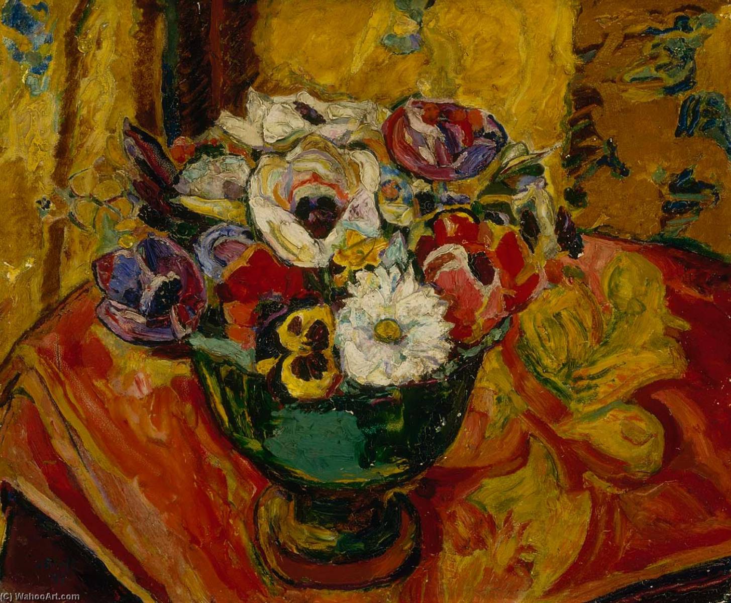 Wikioo.org - The Encyclopedia of Fine Arts - Painting, Artwork by Jerome Blum - Anemones in Green Bowl