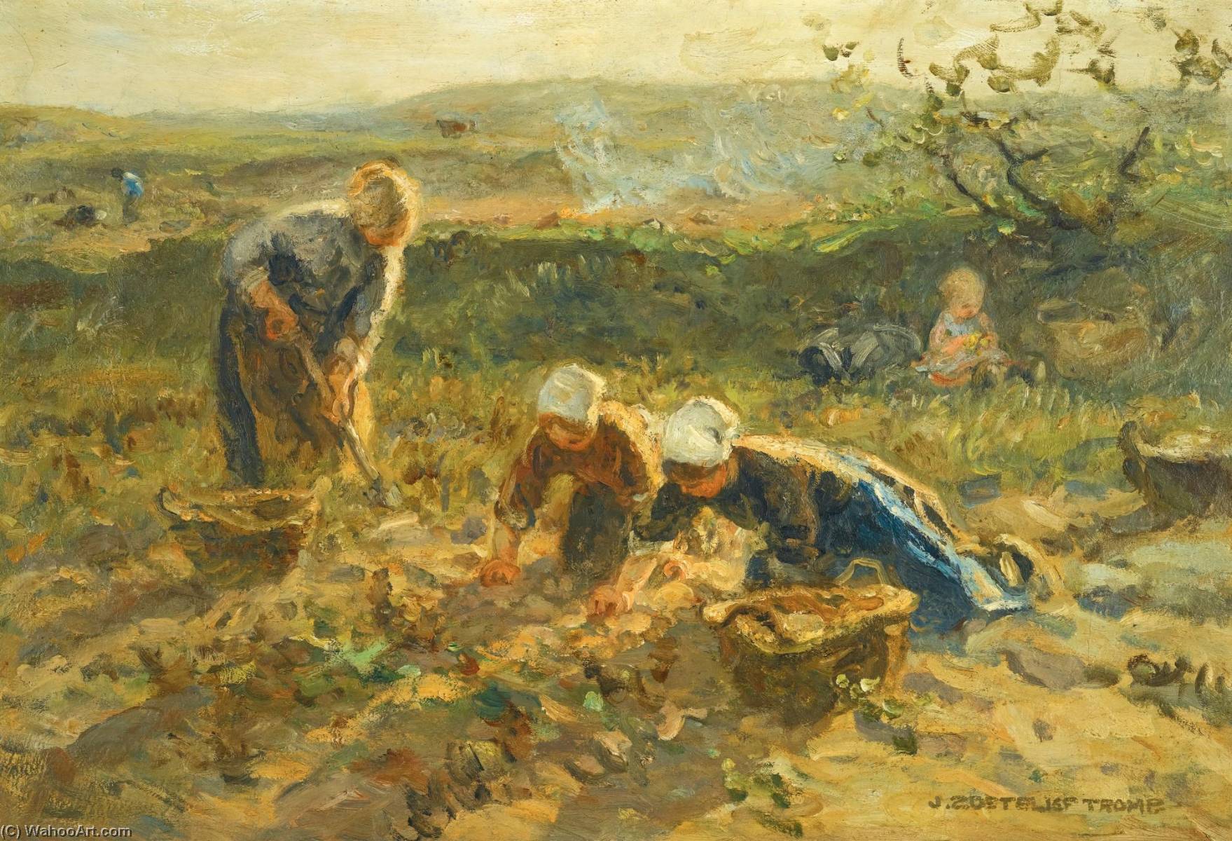 Wikioo.org - The Encyclopedia of Fine Arts - Painting, Artwork by Jan Zoetelief Tromp - Potato harvest
