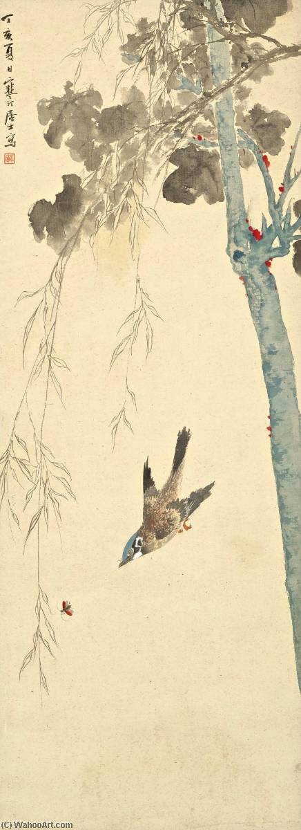 WikiOO.org - Encyclopedia of Fine Arts - Lukisan, Artwork Jiang Hanting - Bird by the Willows