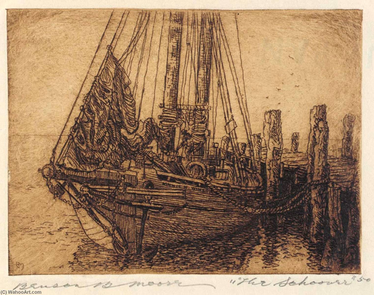 Wikioo.org - The Encyclopedia of Fine Arts - Painting, Artwork by Benson B Moore - The Schooner