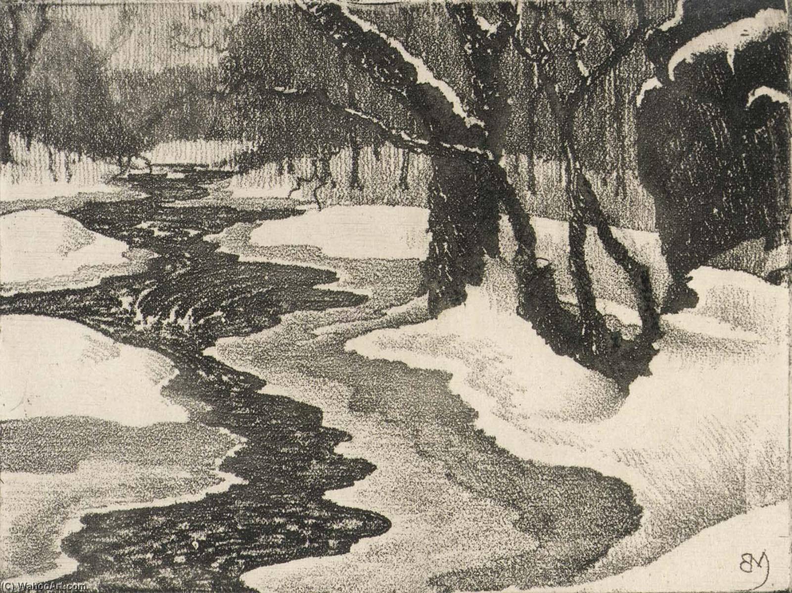 Wikioo.org - The Encyclopedia of Fine Arts - Painting, Artwork by Benson B Moore - Rock Creek in Winter