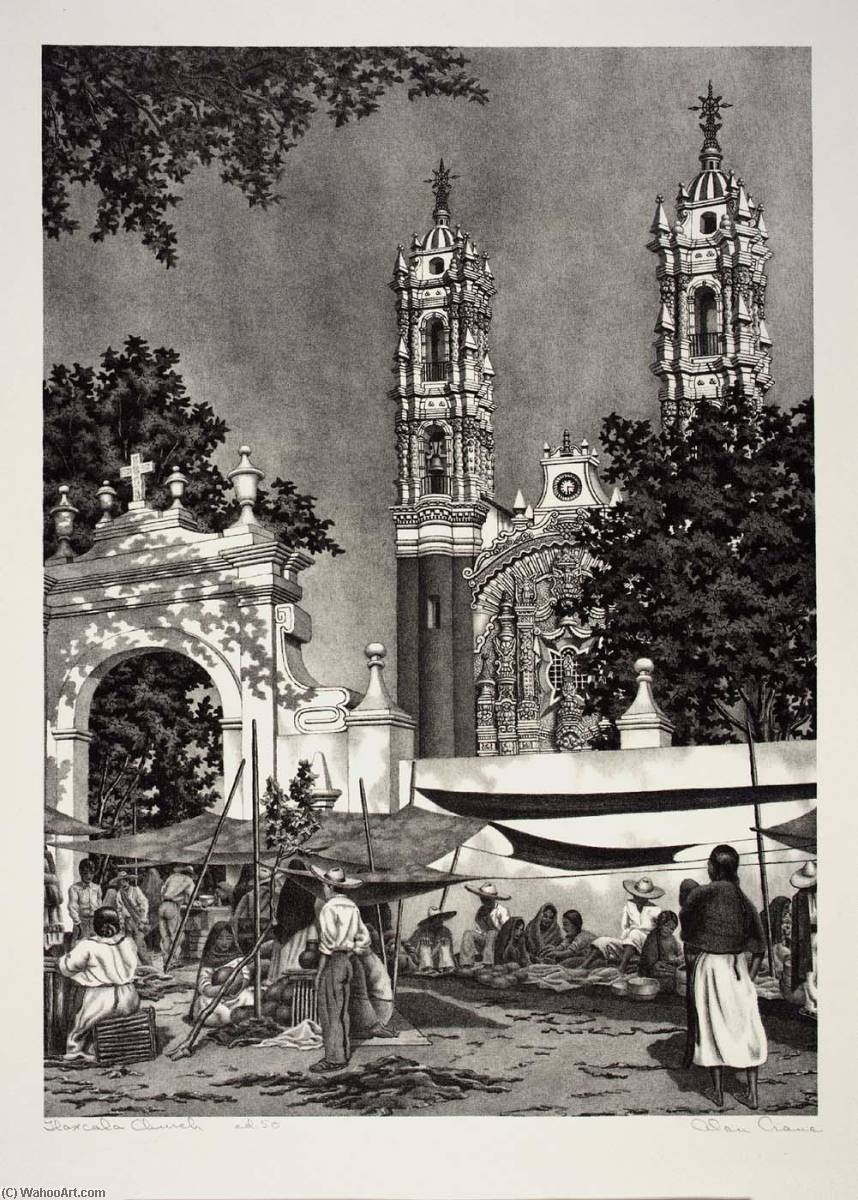 Wikioo.org - The Encyclopedia of Fine Arts - Painting, Artwork by Alan Crane - Tlaxcala Church