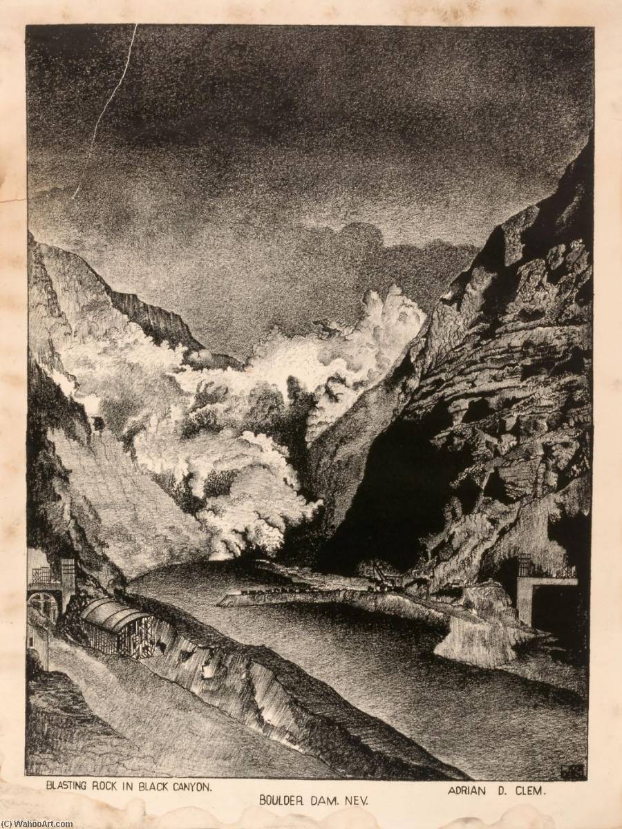 WikiOO.org - Encyclopedia of Fine Arts - Lukisan, Artwork Adrian D Clem - Blasting Rock in Black Canyon