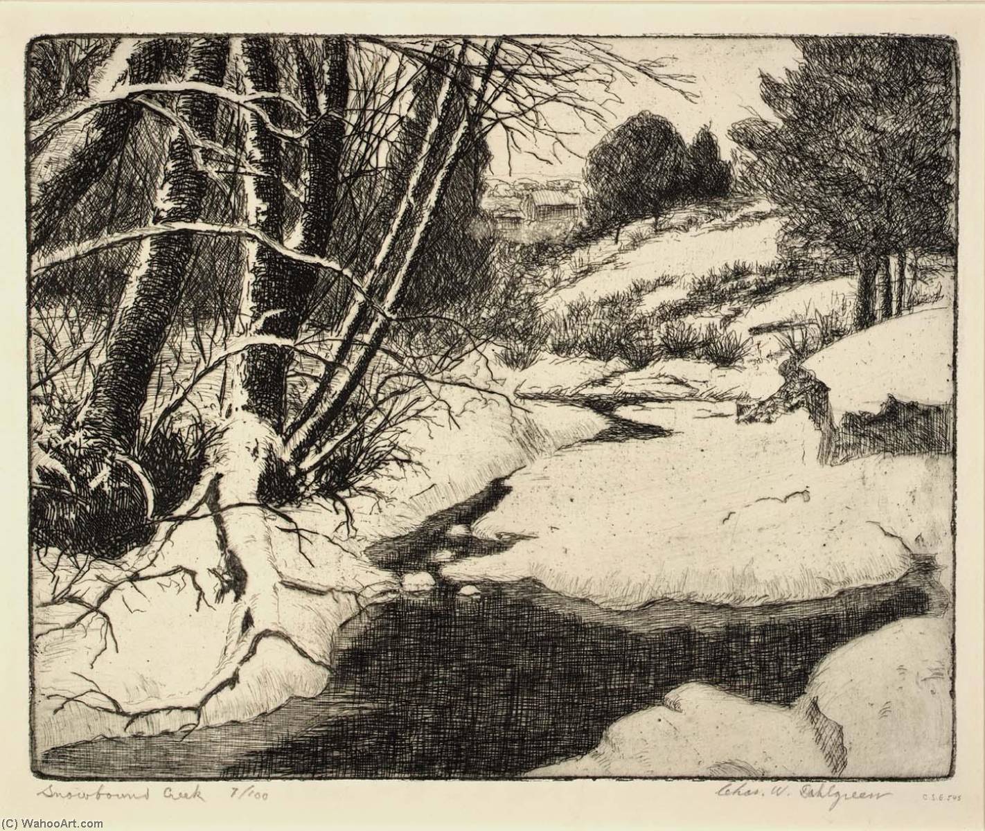 Wikioo.org - The Encyclopedia of Fine Arts - Painting, Artwork by Charles W Dahlgreen - Snowbound Creek