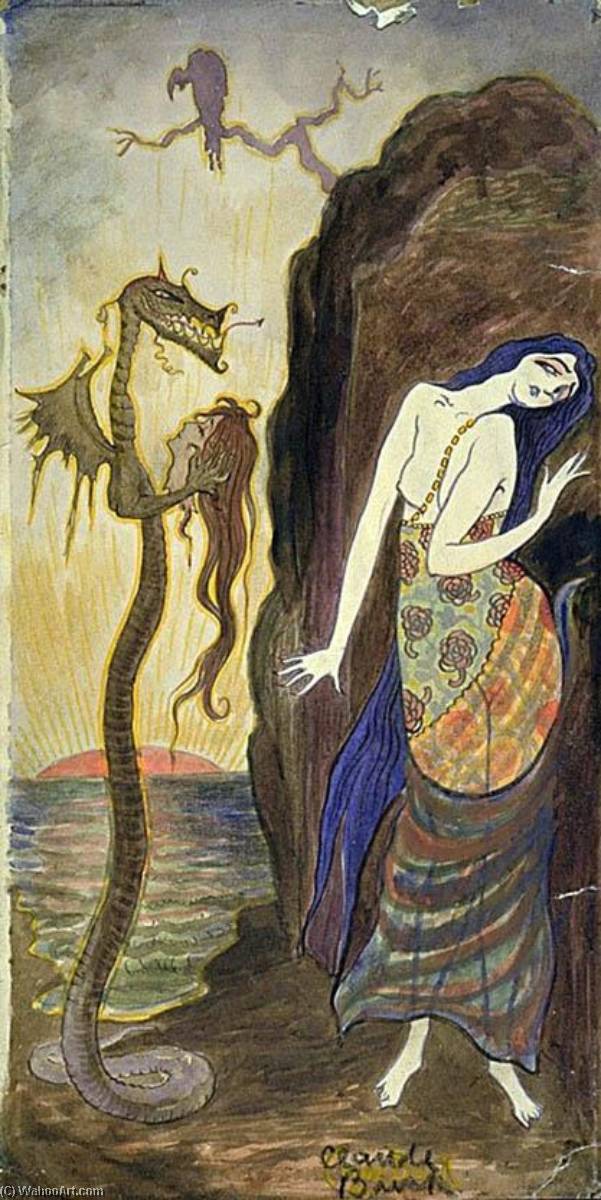 Wikioo.org – L'Encyclopédie des Beaux Arts - Peinture, Oeuvre de Claude Buck - fantasy serpent and maiden