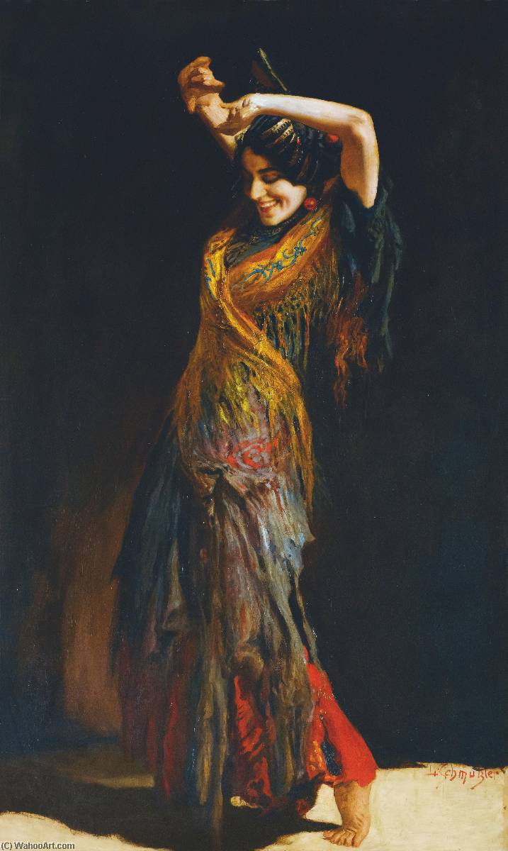 Wikioo.org - The Encyclopedia of Fine Arts - Painting, Artwork by Leopold Schmutzler - The Flamenco Dancer