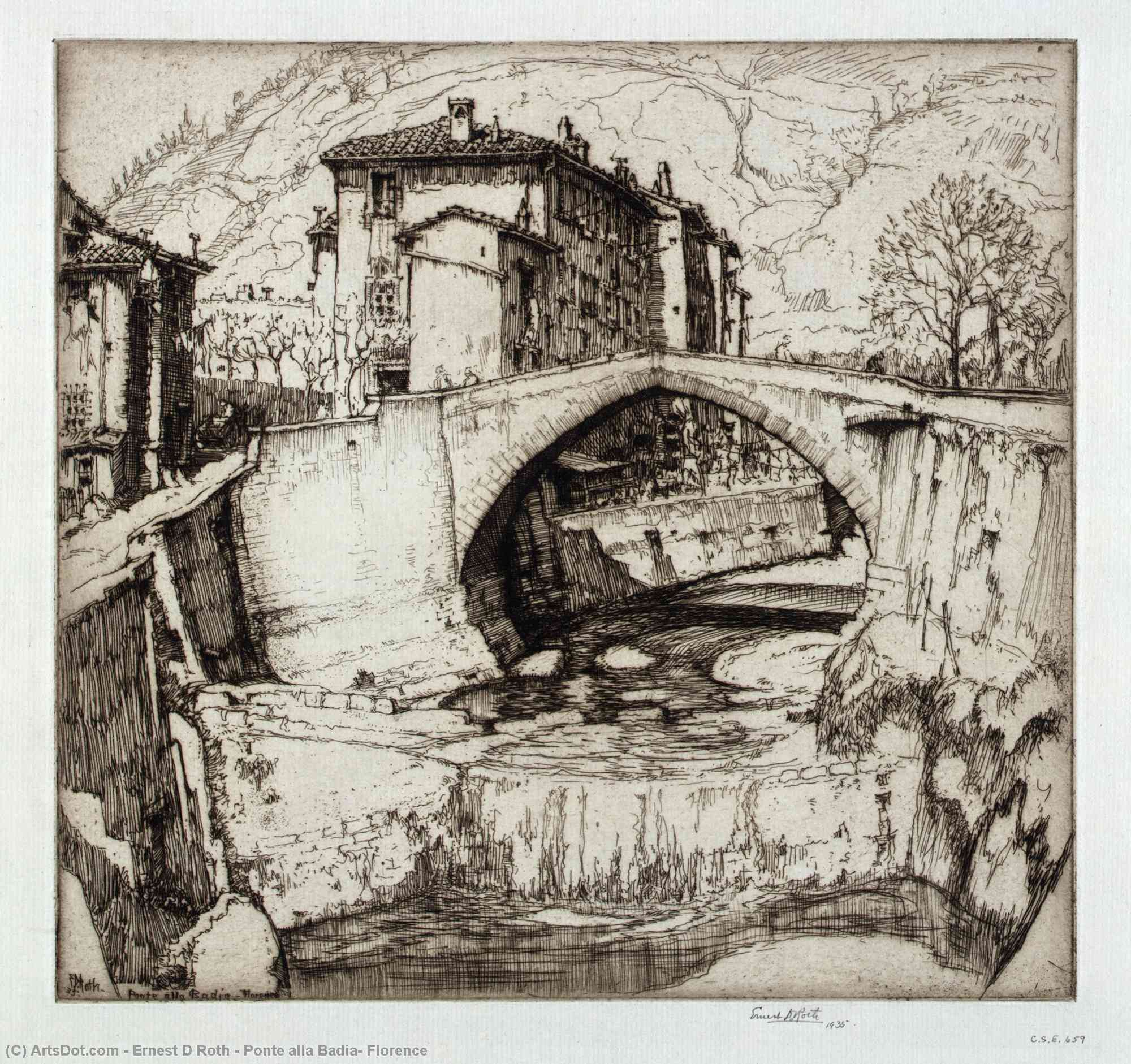 Wikioo.org – L'Enciclopedia delle Belle Arti - Pittura, Opere di Ernest D Roth - ponte alla badia , Firenze