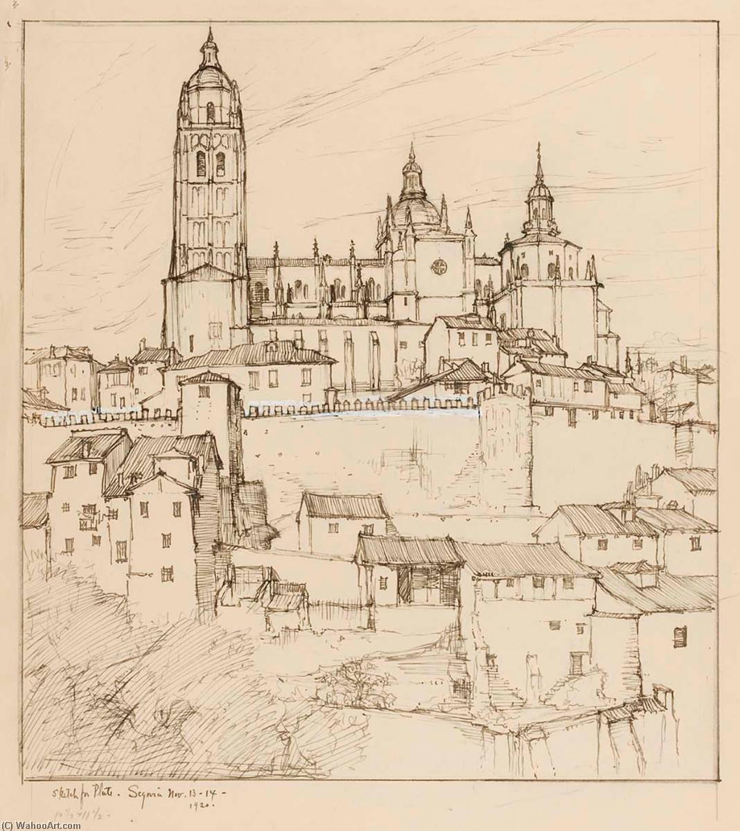 Wikioo.org - The Encyclopedia of Fine Arts - Painting, Artwork by Ernest D Roth - Sketch for Plate, Segovia