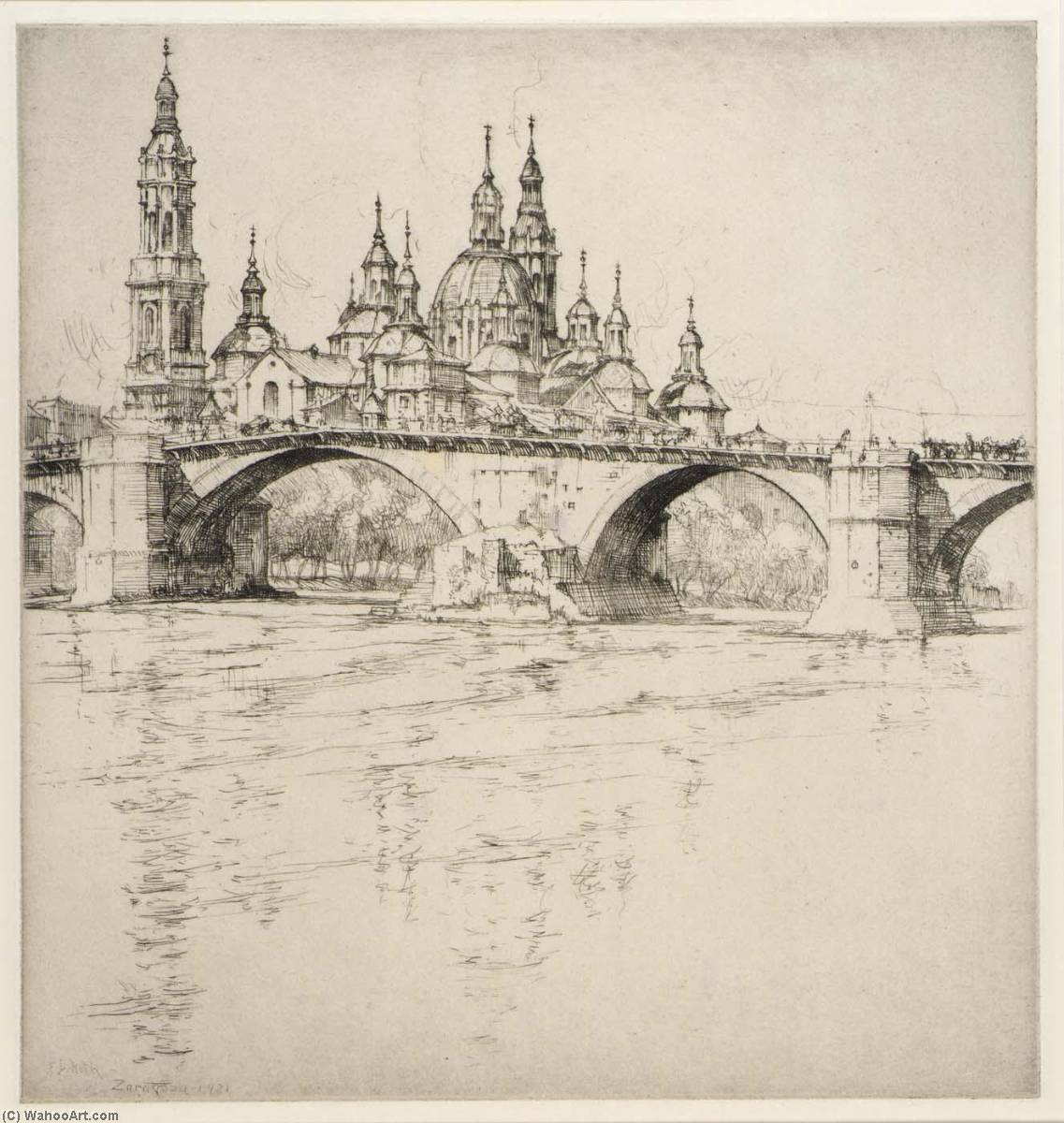 Wikioo.org - The Encyclopedia of Fine Arts - Painting, Artwork by Ernest D Roth - Bridge at Zaragoza, Spain