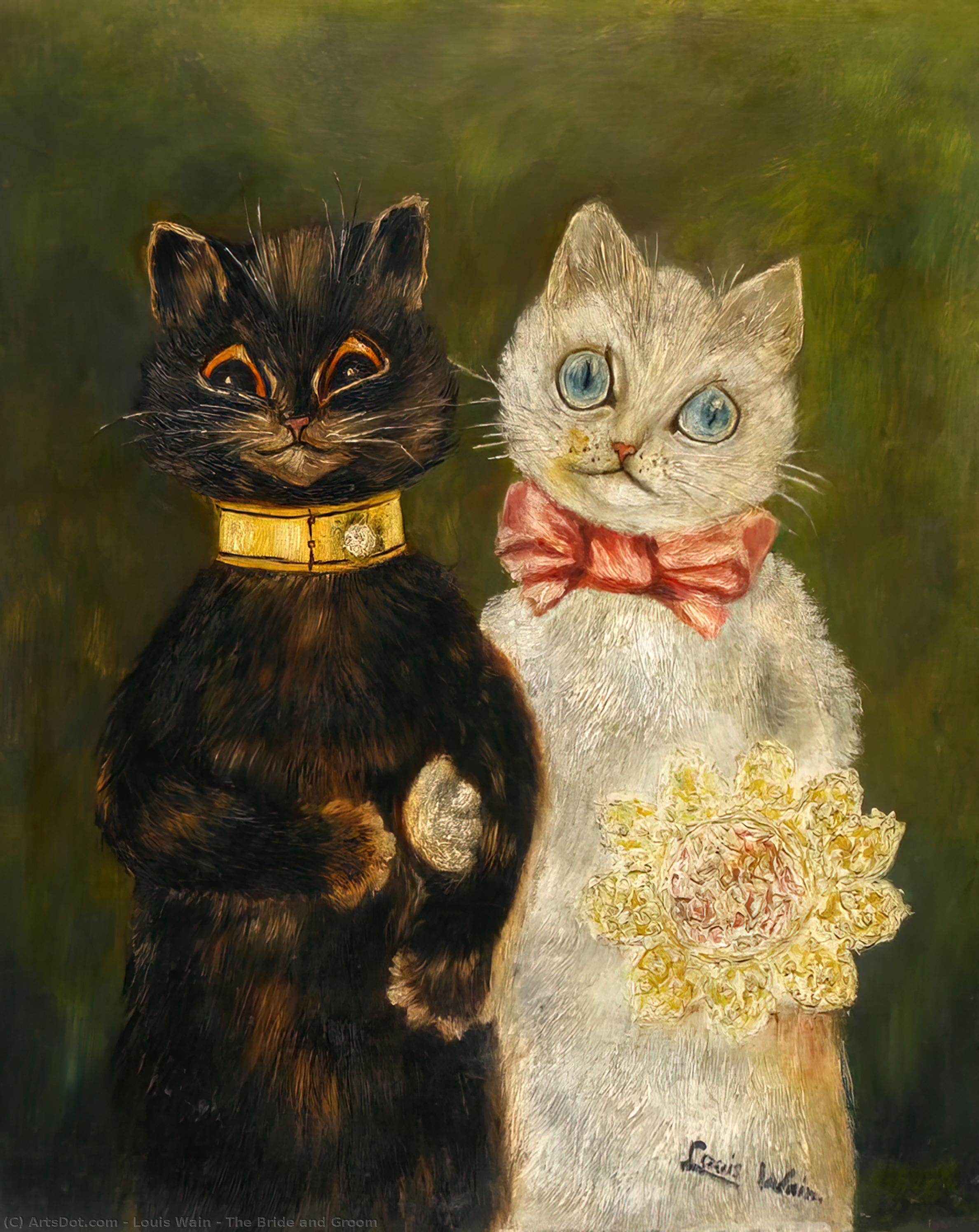 Wikioo.org - The Encyclopedia of Fine Arts - Painting, Artwork by Louis Wain - The Bride and Groom