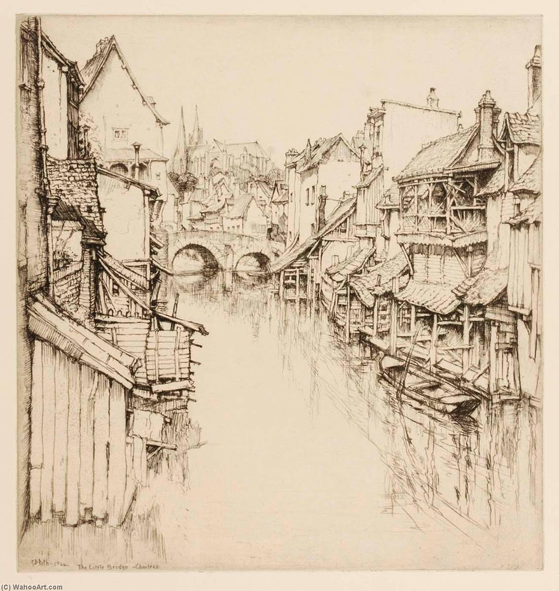 Wikioo.org - The Encyclopedia of Fine Arts - Painting, Artwork by Ernest D Roth - The Little Bridge, Chartres
