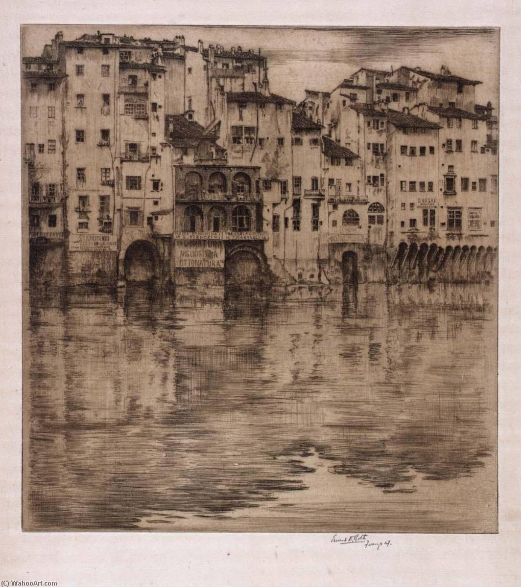 Wikioo.org - Bách khoa toàn thư về mỹ thuật - Vẽ tranh, Tác phẩm nghệ thuật Ernest D Roth - On the Arno Florence