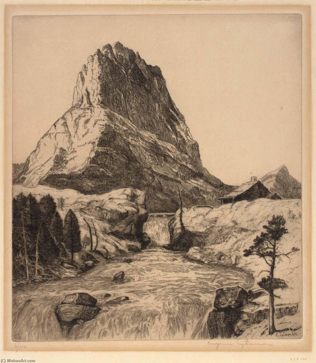 WikiOO.org - Enciclopedia of Fine Arts - Pictura, lucrări de artă Eugenie Fish Glaman - Swift Current Falls, Glacier National Park